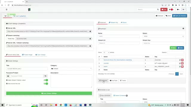 Consiga credenciais RTMP do Facebook para fazer restreaming